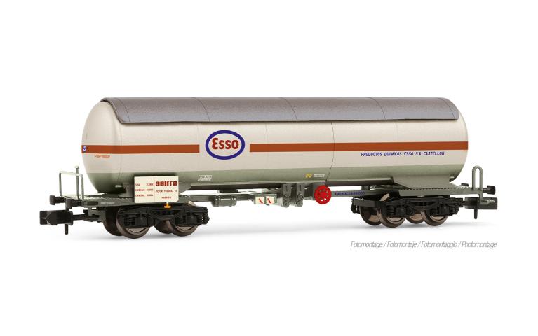 Arnold 6724 RENFE, 4-axle ammonia tank wagon PRR, "ESSO" grey-black livery, ep. III-IV