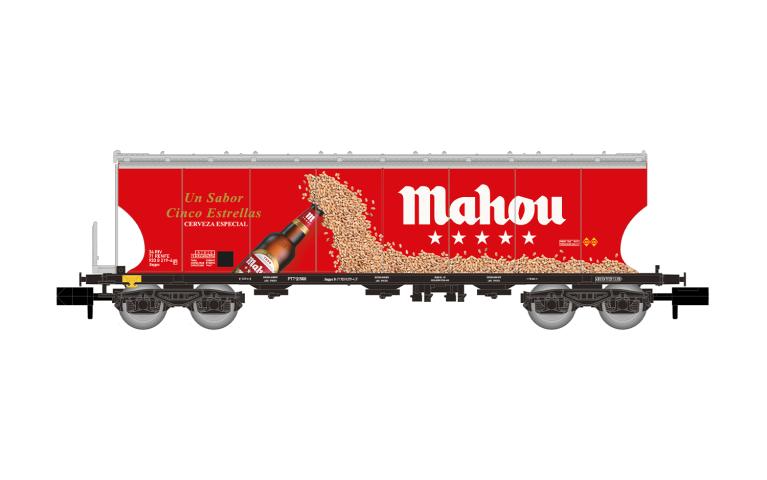 Arnold 6741 RENFE, 4-axle round sided hopper wagon, "mahou" livery, ep. V