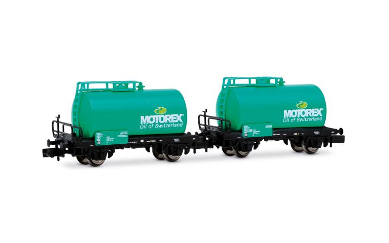 Arnold 6748 CH WASCO, 2-unit pack 2-axle tank wagons "MOTOREX", turquoise livery, ep. VI
