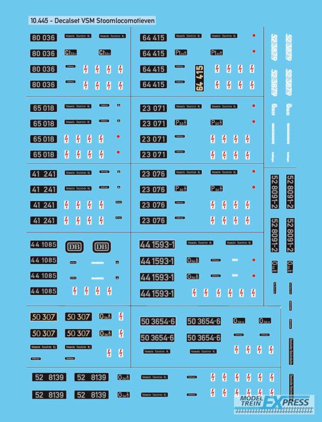 Artitec 10.445 Decalset VSM stoomlocomotieven