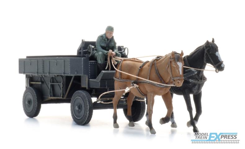 Artitec 6870737 WM HF.7 Stahlfeldwagen mit Pferde + Figur