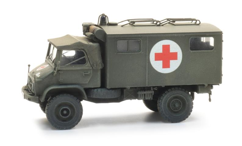 Artitec 6870778 BRD Unimog 404s Krankenwagen gelboliv