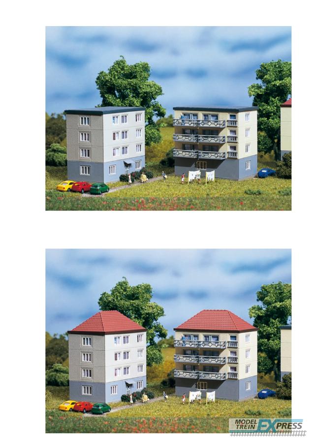 Auhagen 14464 Appartementencomplex / Wohnhäuser (2 st.) (2x, 75x52x93 mm of 75x52x75 mm)