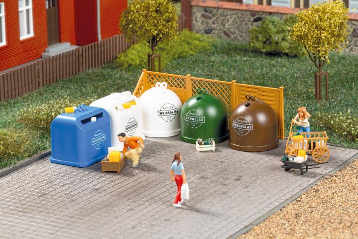 Auhagen 41695 Recyclingcontainer met accessoires