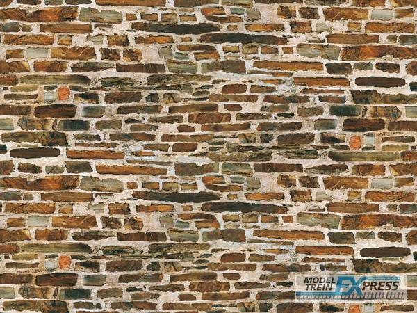 Auhagen 50515 Muurplaat, kalksteen / Dekorpappe Kalksteinmauer (VE 25) (per stuk 220x100 mm)