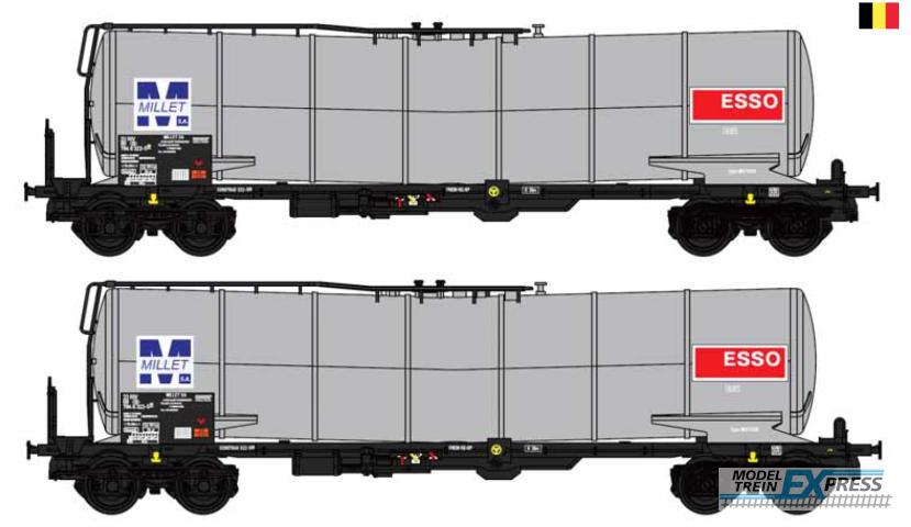 B-Models 81087 Knik-ketelwagons, set van 2 wagons, Millet Esso   SNCB