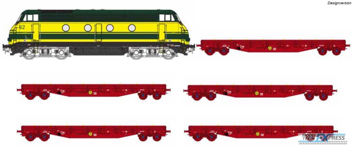 B-Models 9128.01 Set Diesel 6250 + 5 wagons, DC. 2-Rail