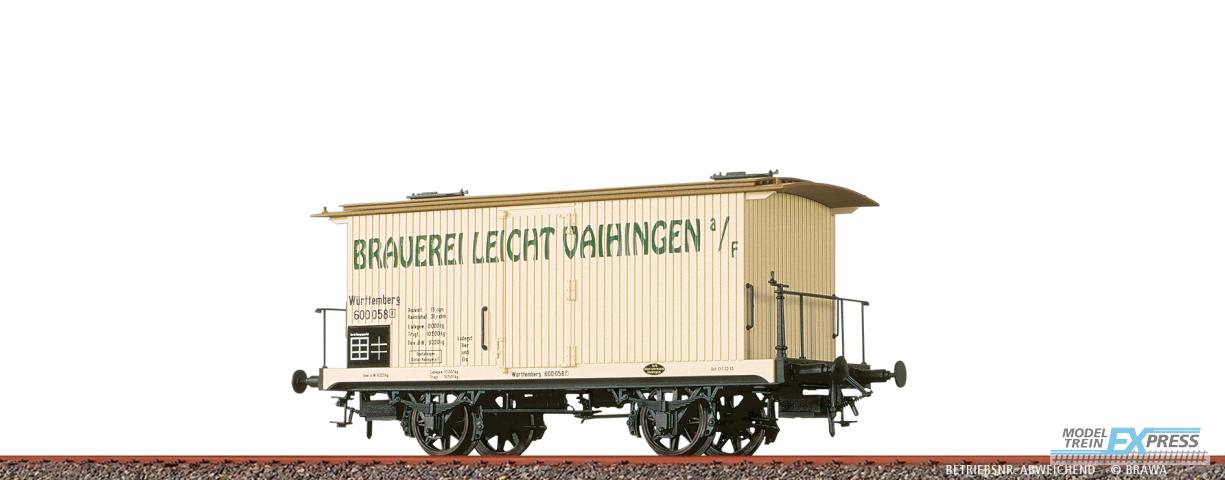 Brawa 47730 H0 Gedeckter Güterwagen "Brauerei Leicht Vaihingen" K.W.St.E. Ep. I