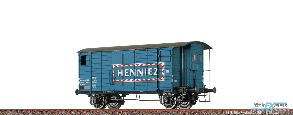 Brawa 47882 H0 Gedeckter Güterwagen Gklm "Henniez Mineralwasser" SBB Ep. IV