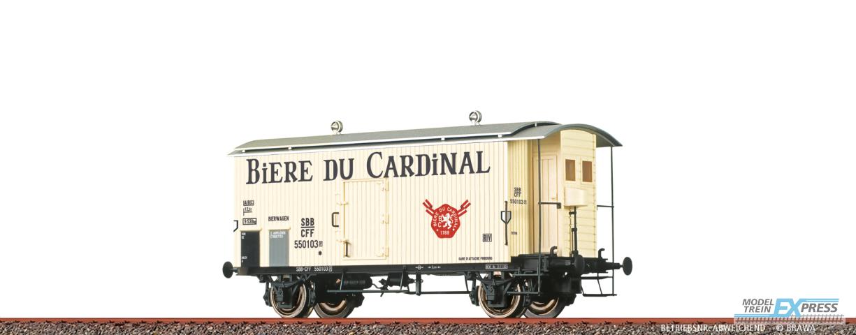 Brawa 47883 H0 Gedeckter Güterwagen K2 "Biere du Cardinal" SBB Ep. III