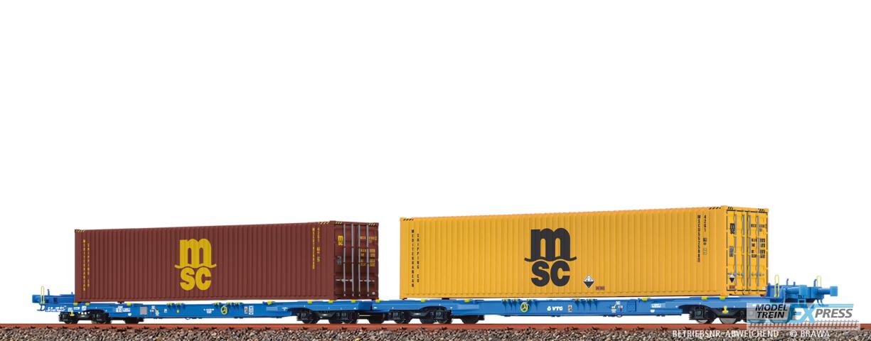 Brawa 48108 H0 Containerwagen Sffggmrrss197 VTG, beladen mit 40 ft-Containern "MSC"