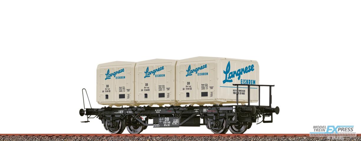 Brawa 50918 H0 Behältertragwagen BTs30 DB, mit Ekrt212 "Langnese Eiskrem"