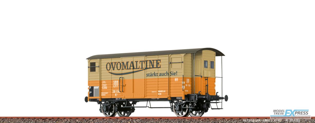 Brawa 50973 H0 Gedeckter Güterwagen K2 "Ovomaltine" SBB Ep. II