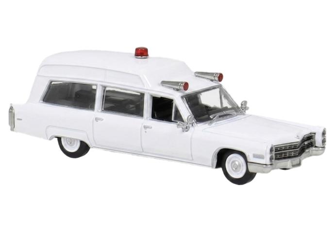 Brekina 10227 Cadillac Miller-Meteor Ambulance, weiss, 1966