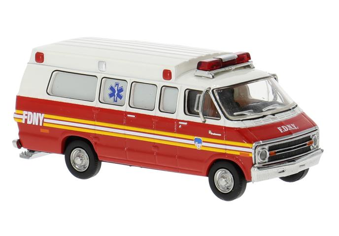 Brekina 18301 Dodge B 200 Ambulance, 1975, FDNY