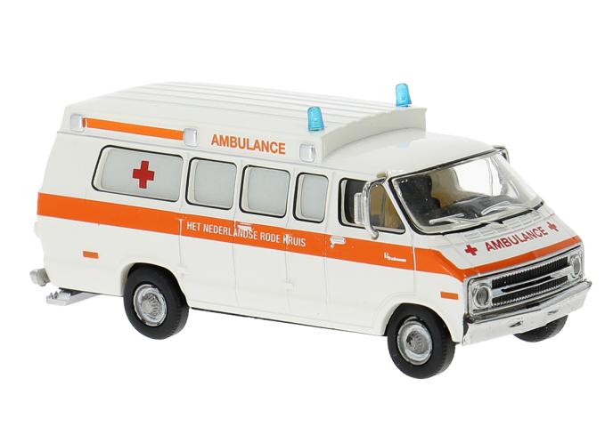 Brekina 18303 Dodge B 200 Ambulance, 1975, Nederlandse Rode Kruis, 1:87