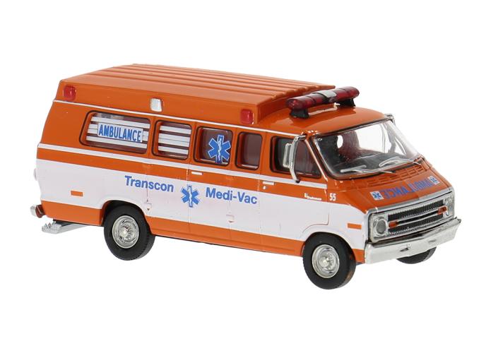 Brekina 18305 Dodge B 200 Ambulance, 1975, Transcon, 1:87