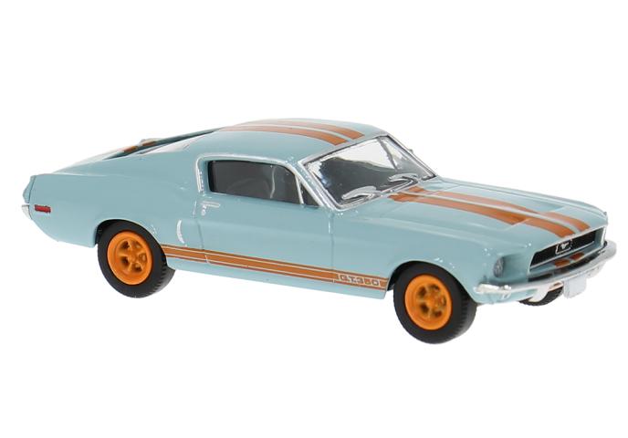 Brekina 19619 Ford Mustang, hellblau/orange, 1968