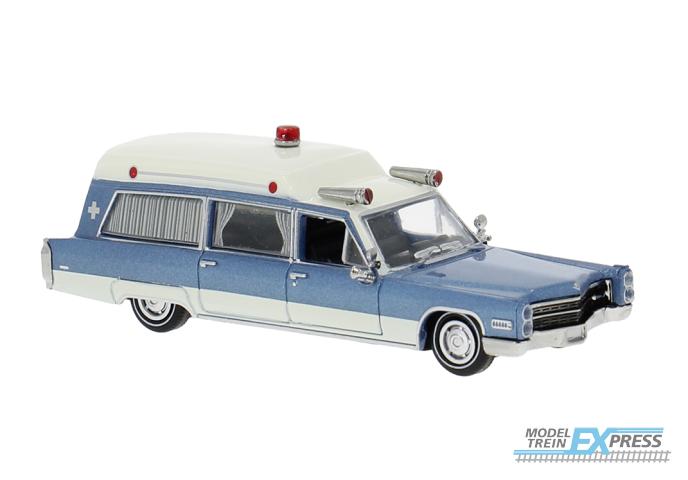 Brekina 19777 Cadillac Meteor Ambulance 1966, blau/weiß