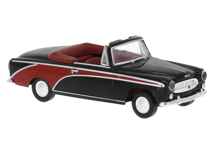 Brekina 29162 Peugeot 403 Cabriolet, schwarz/rot, 1956