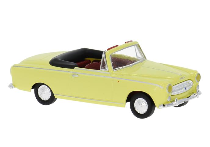 Brekina 29164 Brekina Drummer, Peugeot 403 Cabriolet, hellgelb, 1956, 1:87