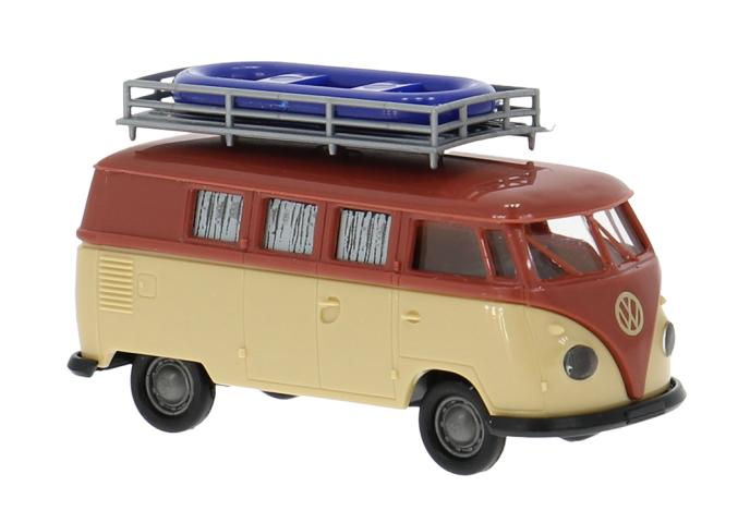 Brekina 31639 VW T1b Camper mit Dachträger und Boot