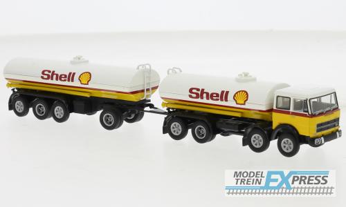 Brekina 58555 Fiat 691 Millepiedi Tankzug weiss, gelb, 1970, Shell,