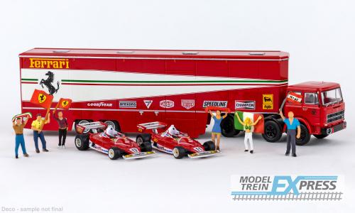 Brekina 58575 Fiat 691T Renntransporter mit 2 Formel1-Autos und Tifosi