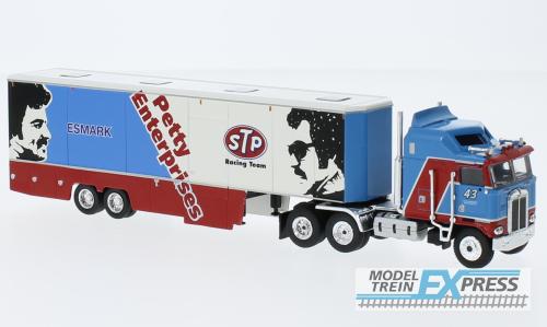 Brekina 85736 Kenworth K 100 Aerodyne Renntransport-SZ 1980, STP,