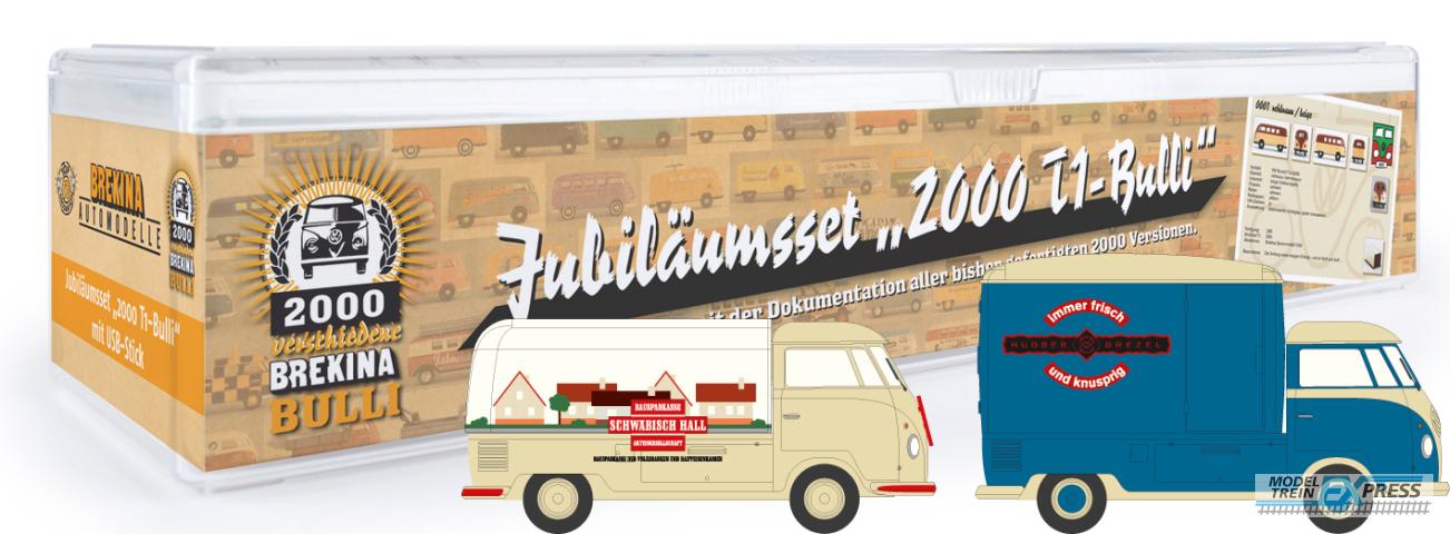 Brekina 90470 Set "2000 VW T1 Bulli" mit T1b "Huober"