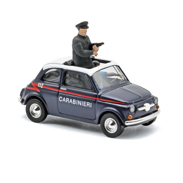 Busch autos 48738 1/87 FIAT 500 CARABINIERI 2 FIGURE