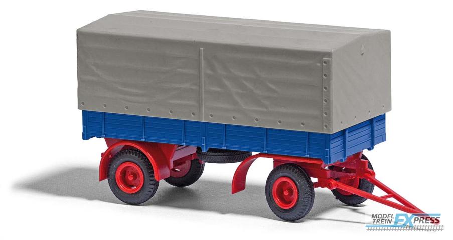 Busch autos 53350 1/87 IFA HL 80 ANHÄNGER MIT PLANE BLAU 1967
