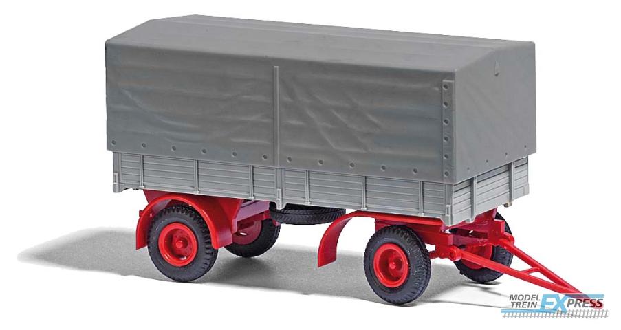 Busch autos 53352 1/87 IFA HL 80 ANHÄNGER MIT PLANE GRAU/ROT 1967