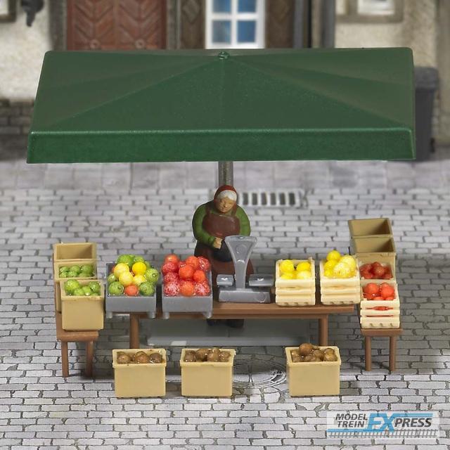 Busch 7706 M-WELT: MARKTSTAND OBST H0