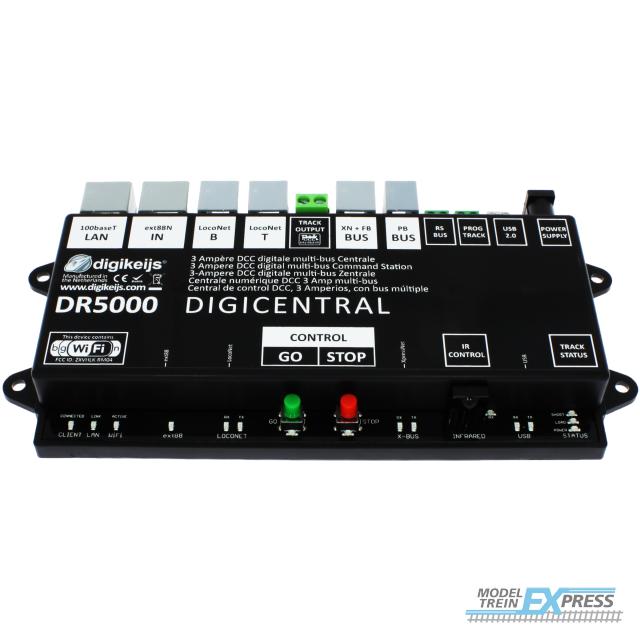 Digikeijs 5000-18V-EU DIGICENTRAL Multibus Centrale (WiFi, LAN, LocoNet, XR-Bus, Booster-bus, RS) met voedingsadapter