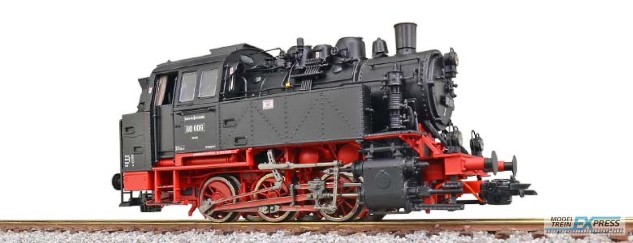 Esu 31653 Dampflok, H0, BR80, 80 009 DR, Schwarz, Ep IV, Vorbildzustand um 1980, LokSound, Doppelraucherzeuger, Rangierkupplung, DC/AC