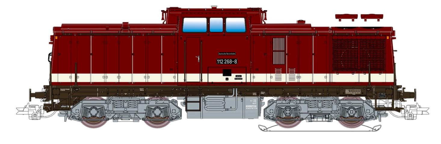 Esu 31767 Diesellok, H0, V100 DR, 112 268 DR, altrot, Ep IV, Vorbildzustand um 1989, LokSound, Rauch, Kupplung DC/AC