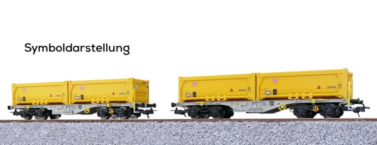 Esu 36600 Containertragwagen, H0, Sgmmns, 37 80 4505 307-1 + 37 80 4505 448-3, D-AAEC Ep. VI, Mulde272901+273110+272915+273238, DC