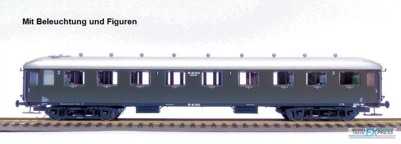Exact-train 10042 NS AB7542 oliv grün, silbernes Dach. Hohes Klassenbord mit Beleuchtung und Figuren, Ep. IIIa