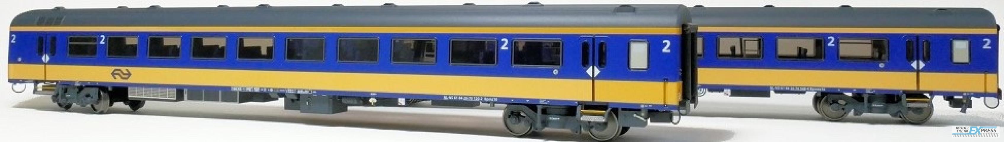 Exact-train 11000 2er-Set NS ICRm Den Haag -Eindhoven für den Inlandseinsatz Endwagen Bpmez10 und Reisezugwagen Bpmz10 ( Neue Farbe Gelb / Blau), Ep. VI