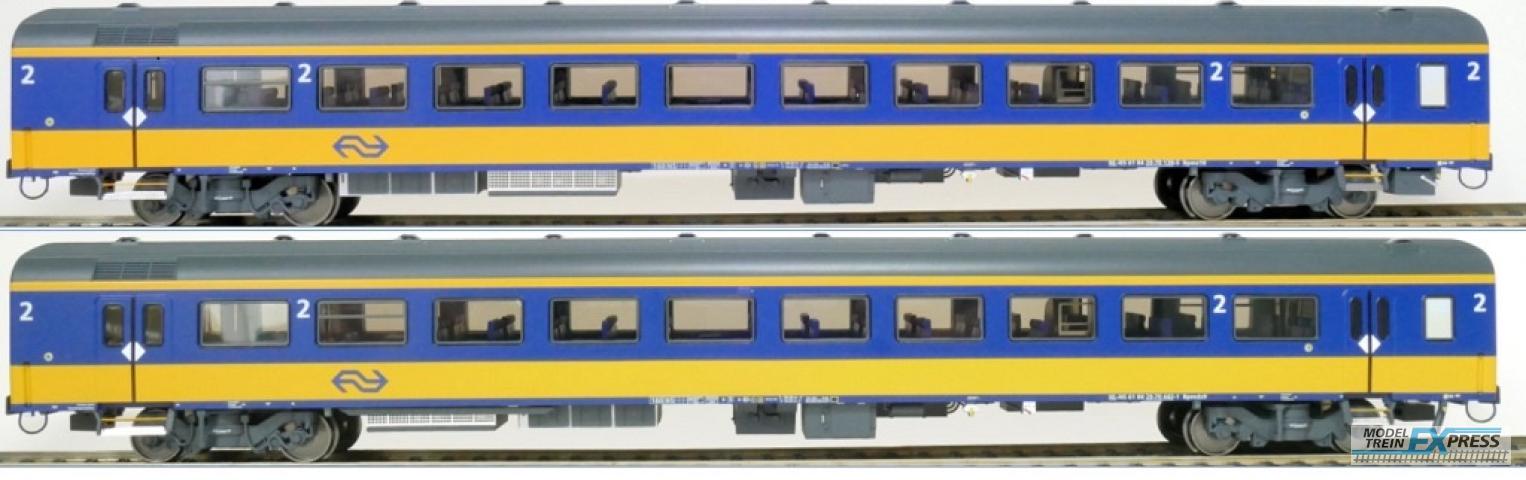Exact-train 11001 2er-Set NS ICRm Den Haag -Eindhoven für den Inlandseinsatz Reisezugwagen Bpmz10 und Gepäckwagen Bpmdz9 ( Neue Farbe Gelb / Blau), Ep. VI