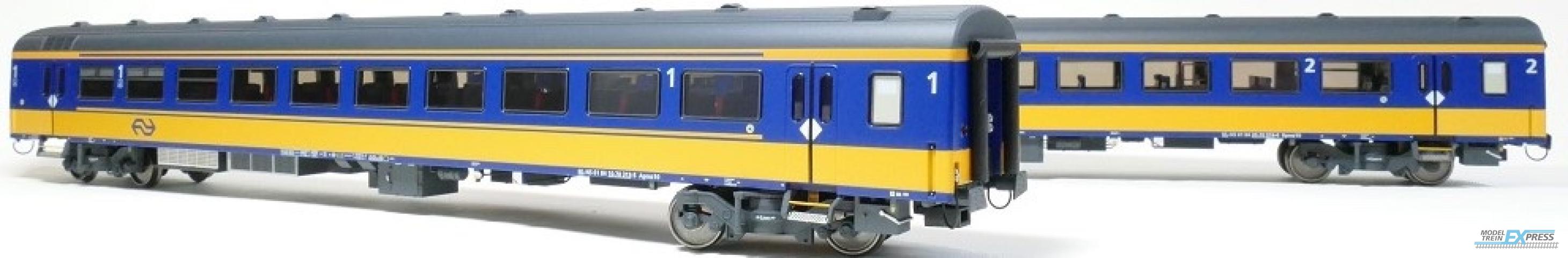Exact-train 11002 2er-Set NS ICRm Den Haag -Eindhoven für den Inlandseinsatz Reisezugwagen Bpmz10 und Reisezugwagen Apmz10 ( Neue Farbe Gelb / Blau), Ep. VI