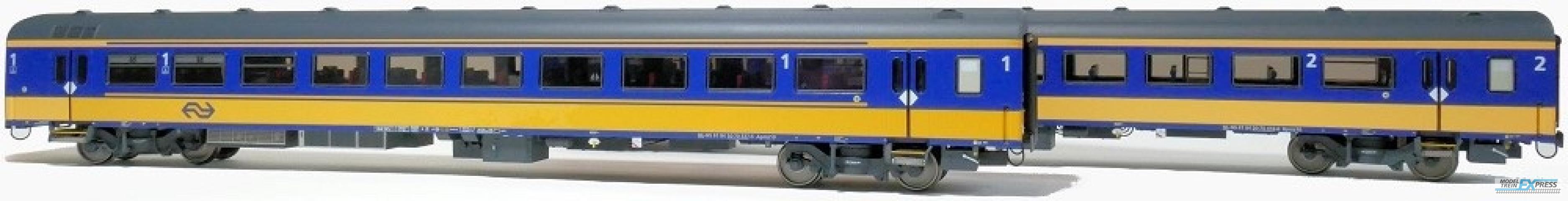 Exact-train 11003 2er-Set NS ICRm Den Haag -Eindhoven für den Inlandseinsatz Reisezugwagen Apmz10 und Reisezugwagen Bpmz10 ( Neue Farbe Gelb / Blau), Ep. VI