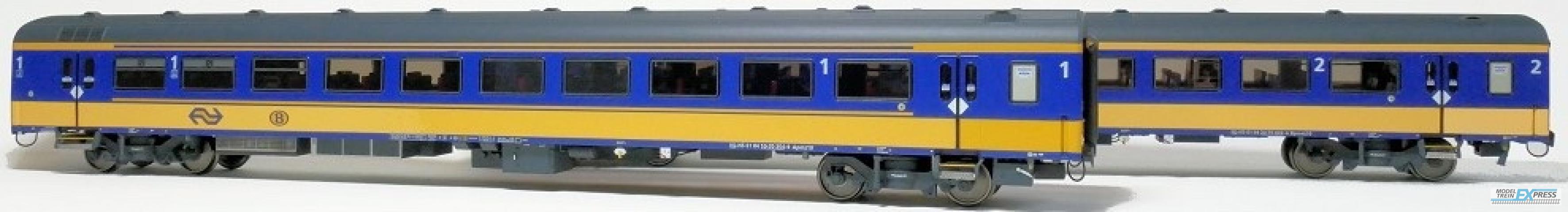 Exact-train 11020 2er-Set NS ICRm Garnitur 1 (Amsterdam - Brussel) für die Hsl-Strecke eingesetzt Endwagen Bpmez10 und Reisezugwagen Apmz10 ( Neue Farbe Gelb / Blau), Ep. VI