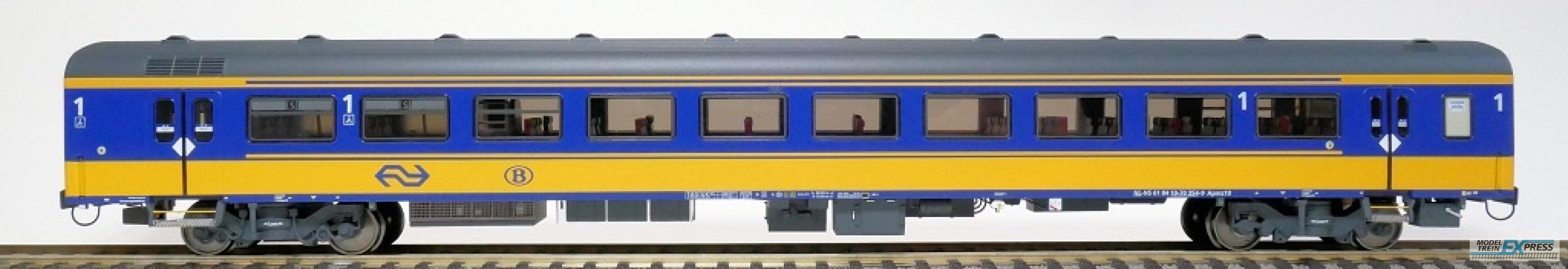 Exact-train 11027 NS ICRm Garnitur 2 (Amsterdam - Brussel) für die Hsl-Strecke eingesetzt Reisezugwagen Apmz10 ( Farbe Gelb / Blau), Ep. VI