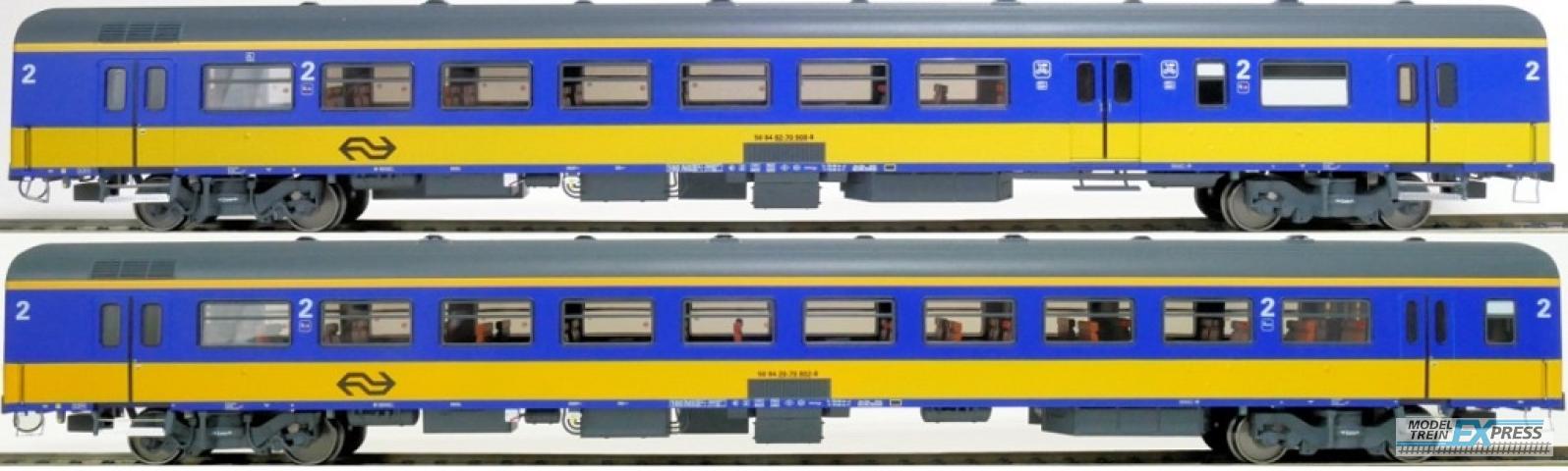 Exact-train 11060 2er-Set NS ICR (Originalversion) für den Nachverkehr nach Belgien, Deutschland und Luxembourg Gepäckwagen BKD und Reisezugwagen B ( Alte Farbe Gelb / Blau), Ep. IV
