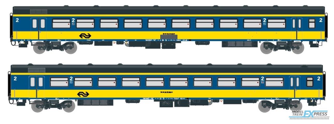 Exact-train 11062 2er-Set NS ICR (Originalversion) für den Nachverkehr nach Belgien, Deutschland und Luxembourg Reisezugwagen B und Reisezugwagen B ( Alte Farbe Gelb / Blau), Ep. IV