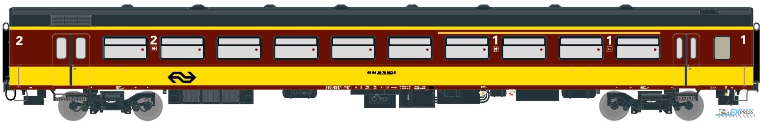 Exact-train 11083 NS ICR (Originalversion) für den Beneluxzug nach Belgien Reisezugwagen A4B6 ( Farbe Gelb / Rot), Ep. IV