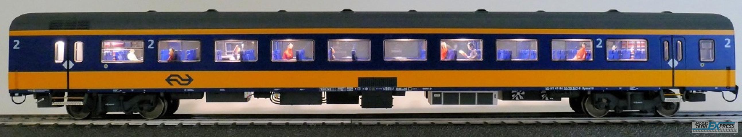 Exact-train 11152 NS ICRm Amsterdam - Breda für den Inlandseinsatz Reisezugwagen Bpmz10 ( Farbe Gelb / Blau) mit Beleuchtung und Figuren, Ep. VI