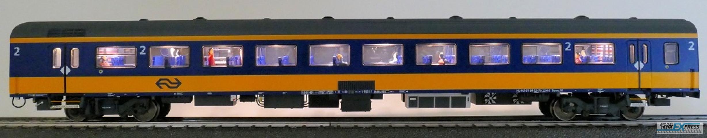 Exact-train 11154 NS ICRm Amsterdam - Breda für den Inlandseinsatz Reisezugwagen Bpmz10 ( Farbe Gelb / Blau) mit Beleuchtung und Figuren, Ep. VI